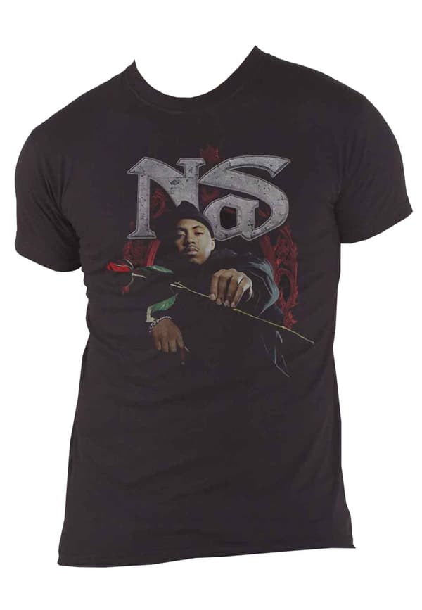 Nas T Shirt Hip Hop is dead Red Rose Logo Official Mens Black