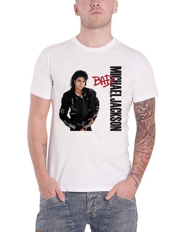 Michael Jackson T Shirt Bad Album Cover Black Official White XL