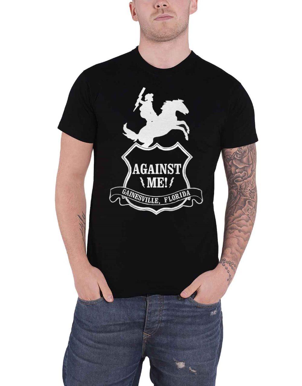 Against Me! T Shirt Cowboy Band Logo Punk Official Mens Black