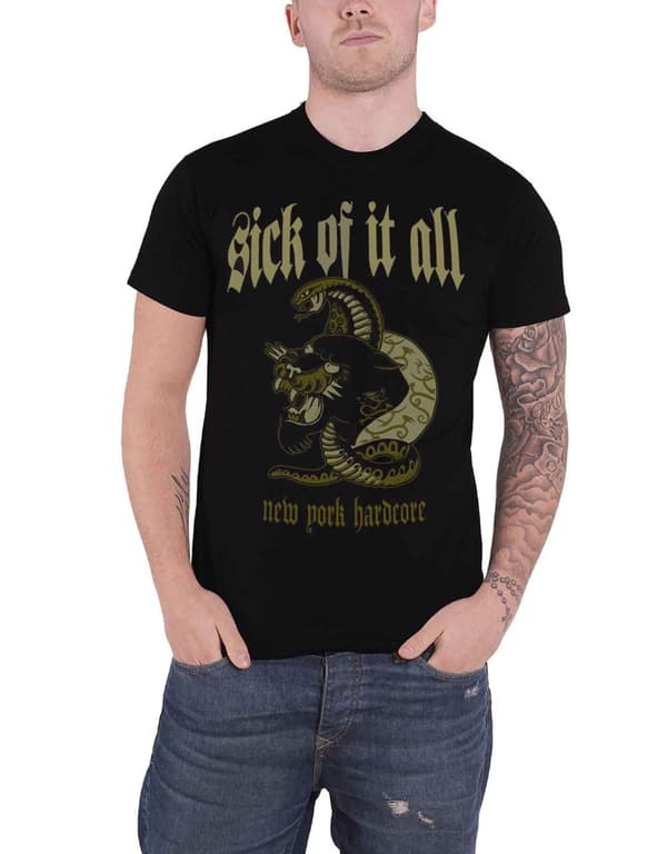 Sick Of It All T Shirt Panther Band Logo York Hardcore Official Mens Black M