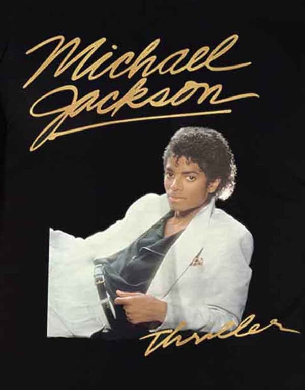 Michael Jackson T Shirt Thriller Logo White Suit Official Black