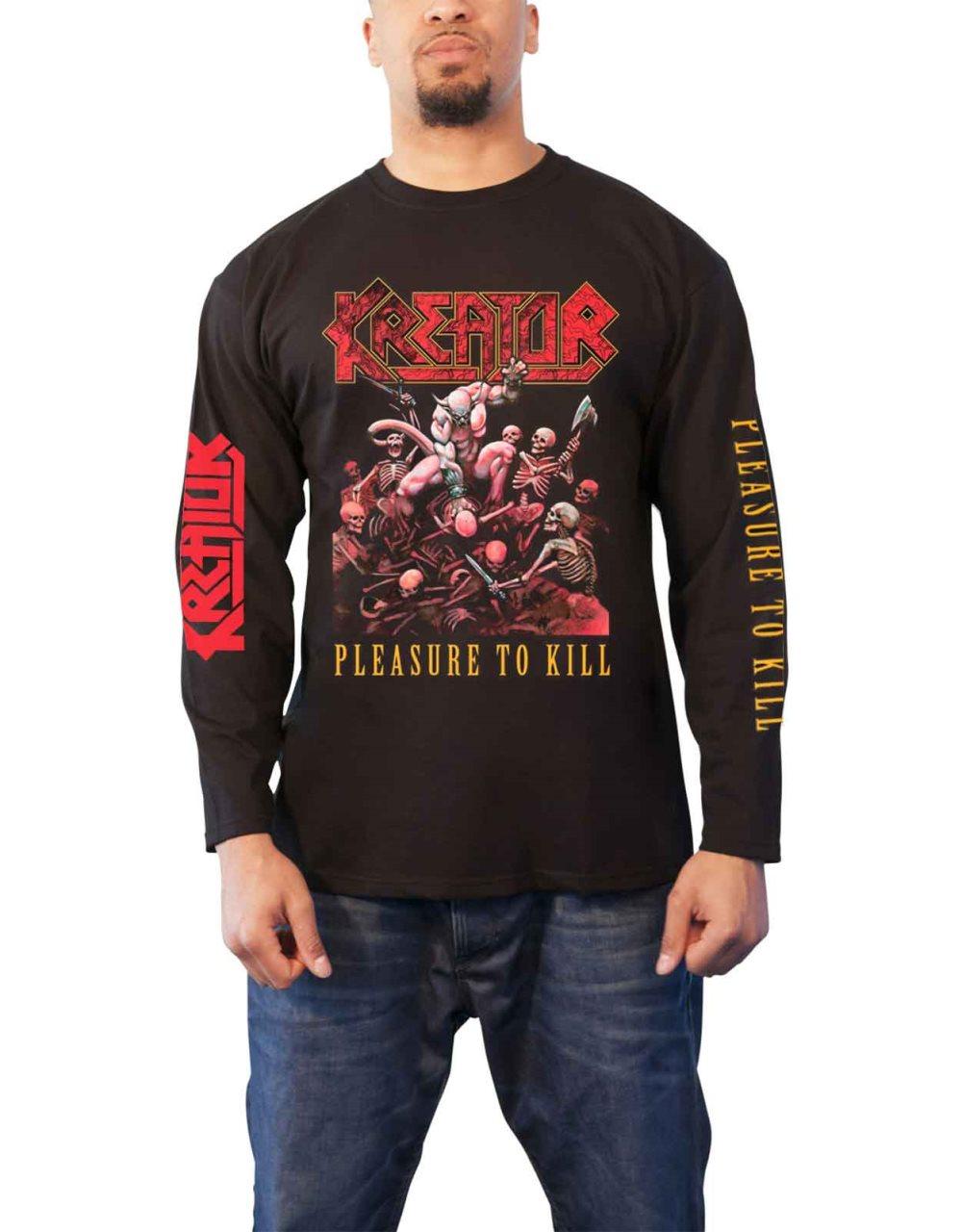 Kreator T Shirt Pleasure To Kill Band Logo Official Mens Black Long Sleeve