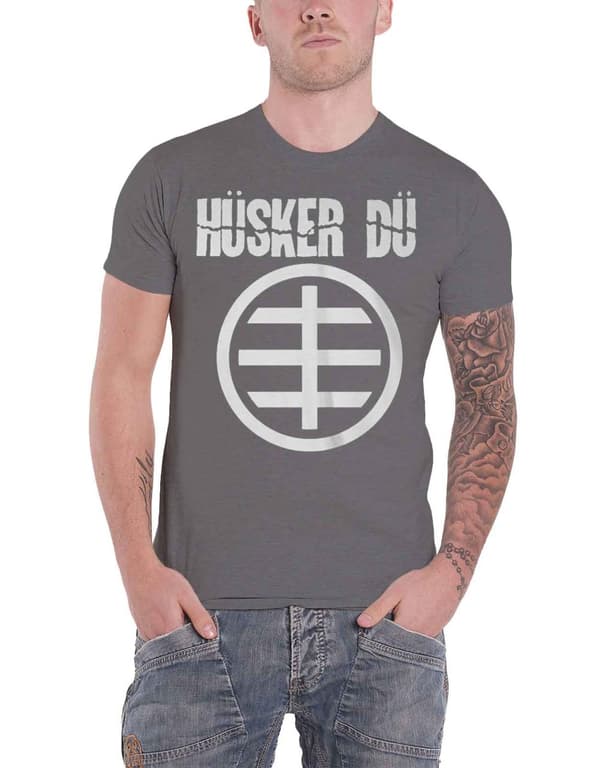 Husker Du T Shirt Circle Band Logo Official Mens Grey M