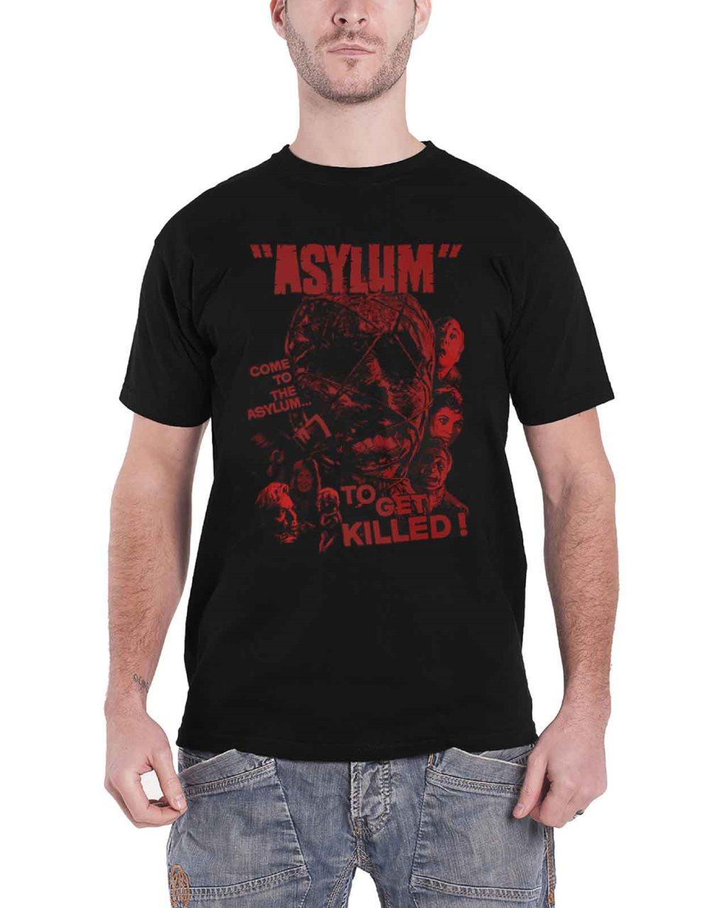 Asylum T Shirt Movie Red Logo Official Plan 9 Vintage Horror Mens Black