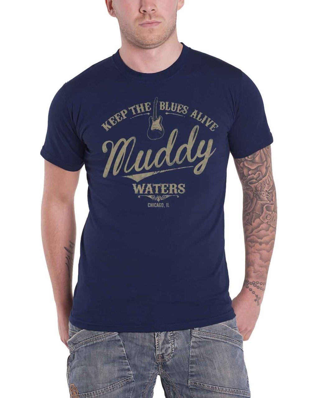 Muddy Waters T Shirt Keep The Blues Alive Official Mens Navy Blue