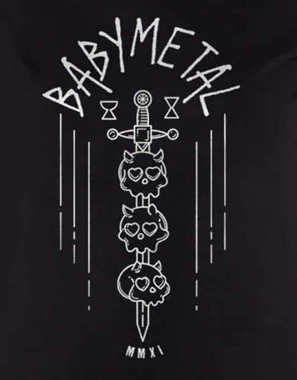 Babymetal T Shirt Skull Sword Band Logo Official Womens Skinny Fit Black