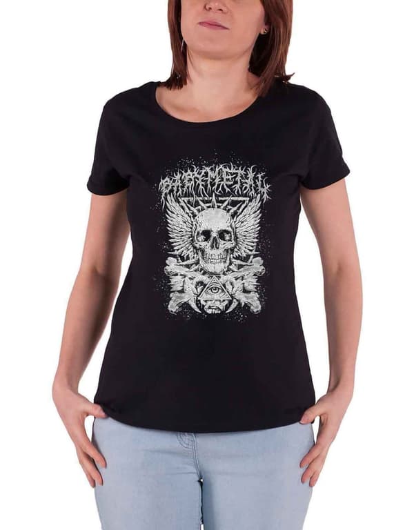 Babymetal T Shirt Crossbone Band Logo Official Womens Skinny Fit Black Black 16