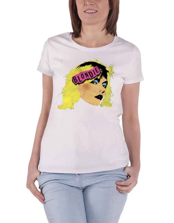 Blondie T Shirt Punk Debbie Harry Logo Official Womens Skinny Fit White S