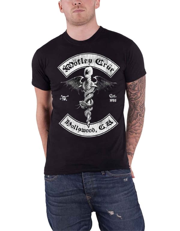Motley Crue T Shirt Feelgood Hollywood Est 1981 Band Logo Official Mens Black