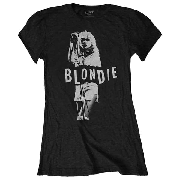 Blondie Mic Stand Boyfriend Fit T Shirt Black L