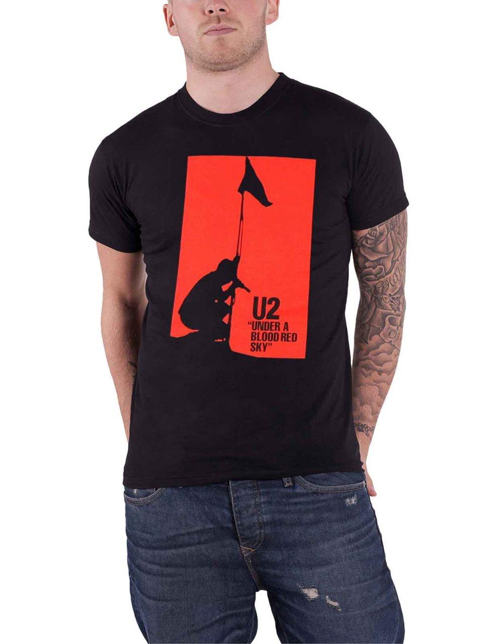 U2 T Shirt Under a Blood Red Sky Band Logo Official Mens Black