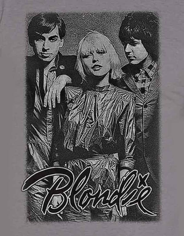 Blondie T Shirt Promo Shot Band Logo Debbie Harry Official Mens Grey
