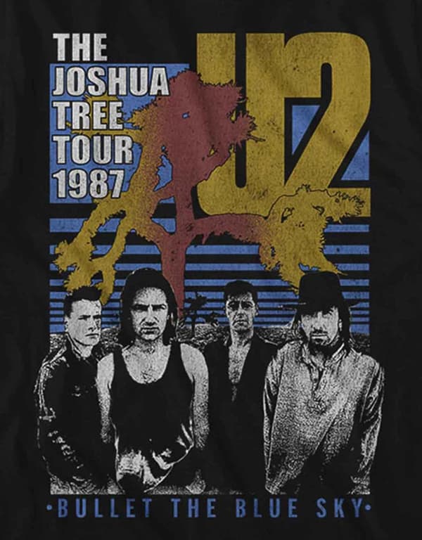 U2 T Shirt Bullet The Blue Sky Band Logo Official Mens Black