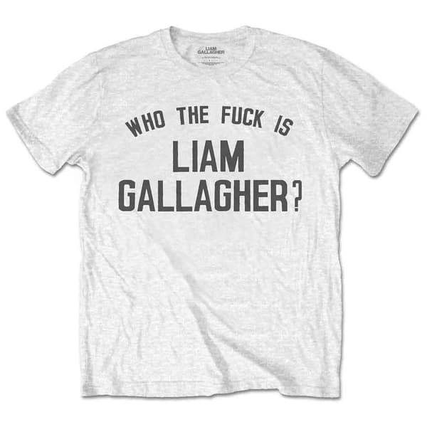 Liam Gallagher T Shirt Who the F**k As You Were Text Logo Official Mens