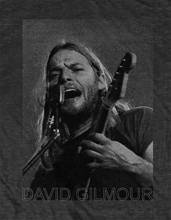 David Gilmour T Shirt On Microphone Halftone Official Mens Charcoal Grey