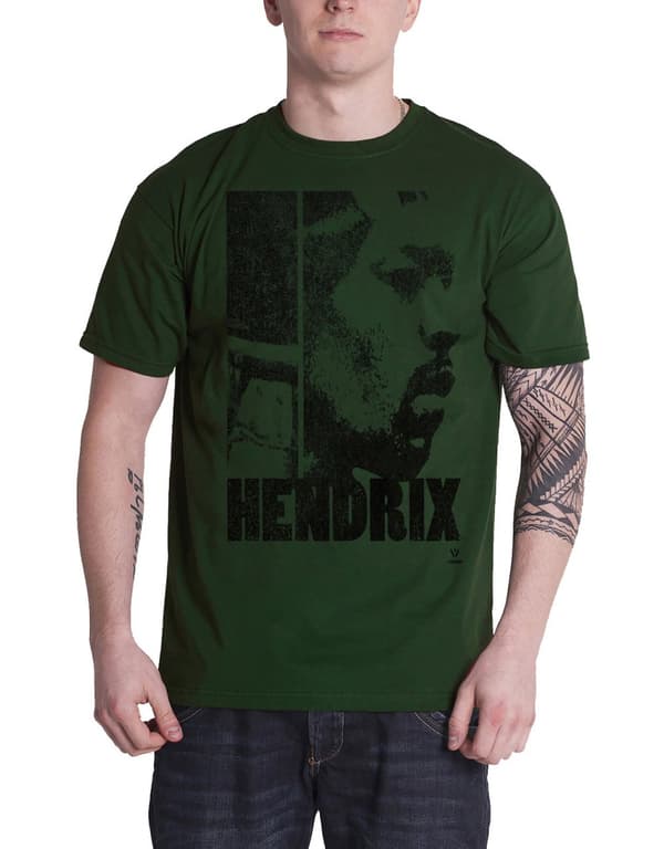 Jimi Hendrix T Shirt Let Me Live Official Mens Khaki Green