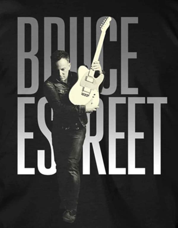 Bruce Springsteen T Shirt E Street Band Logo Guitar Stance Official Mens Black