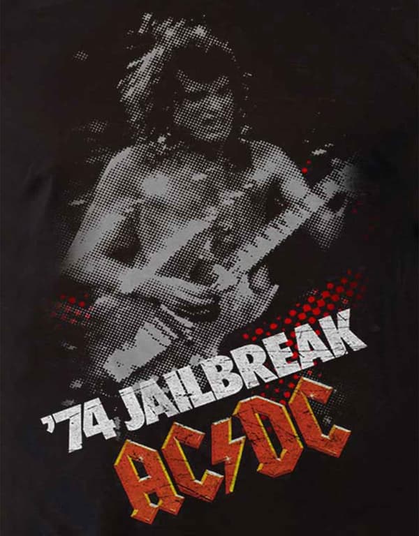 AC/DC T Shirt Jailbreak 74 band logo Angus Official Mens Black M