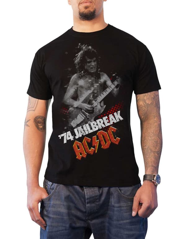 AC/DC T Shirt Jailbreak 74 band logo Angus Official Mens Black M