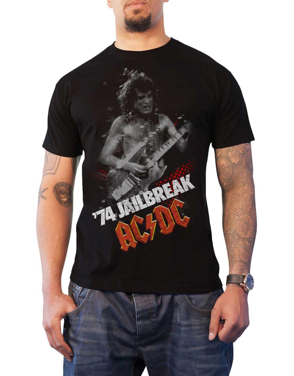 AC/DC T Shirt Jailbreak 74 band logo Angus Official Mens Black M
