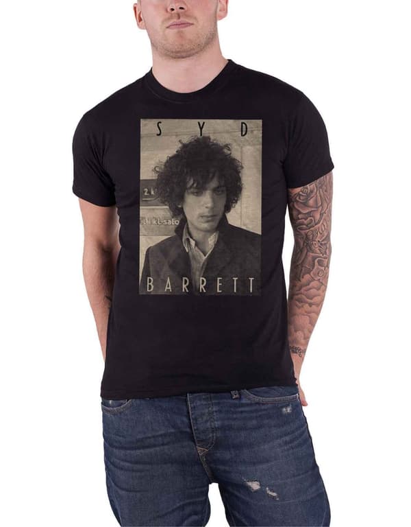 Syd Barrett T Shirt Sepia Photo Portrait Logo Pink Floyd Official Mens Black