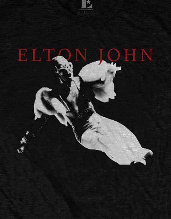 Elton John T Shirt Rocketman Homage Jump Live retro Official Mens Black