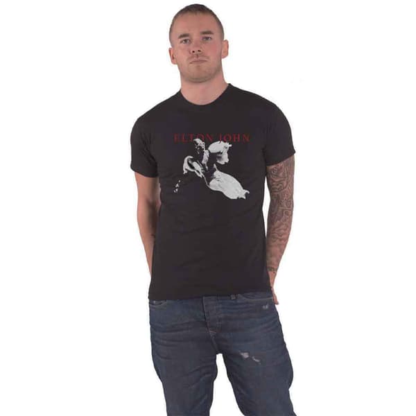 Elton John T Shirt Rocketman Homage Jump Live retro Official Mens Black