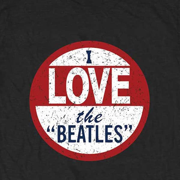 The Beatles T Shirt I love The Beatles Band Logo distressed Official Mens Black