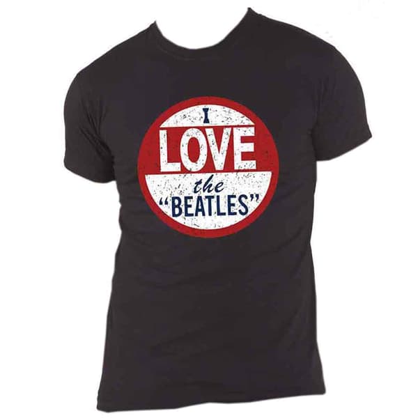 The Beatles T Shirt I love The Beatles Band Logo distressed Official Mens Black
