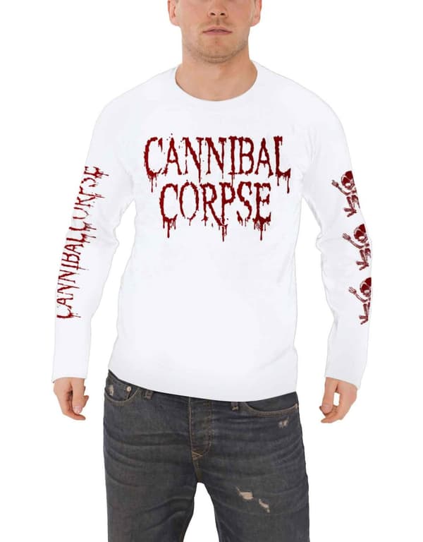 Cannibal Corpse T Shirt Butchered At Birth Official Mens White Long Sleeve White M