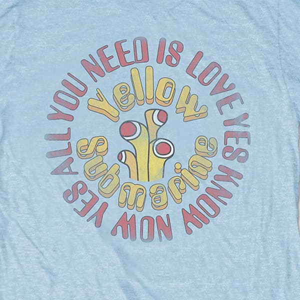 The Beatles T Shirt Yellow Submarine AYNIL Circle Vintage Official Mens Blue