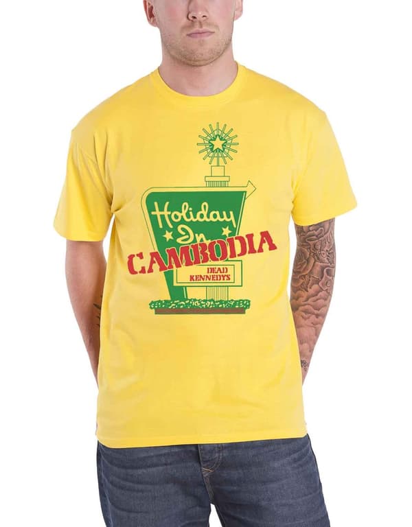 Dead Kennedys T Shirt Holiday in Cambodia Band Logo Official Mens Yellow
