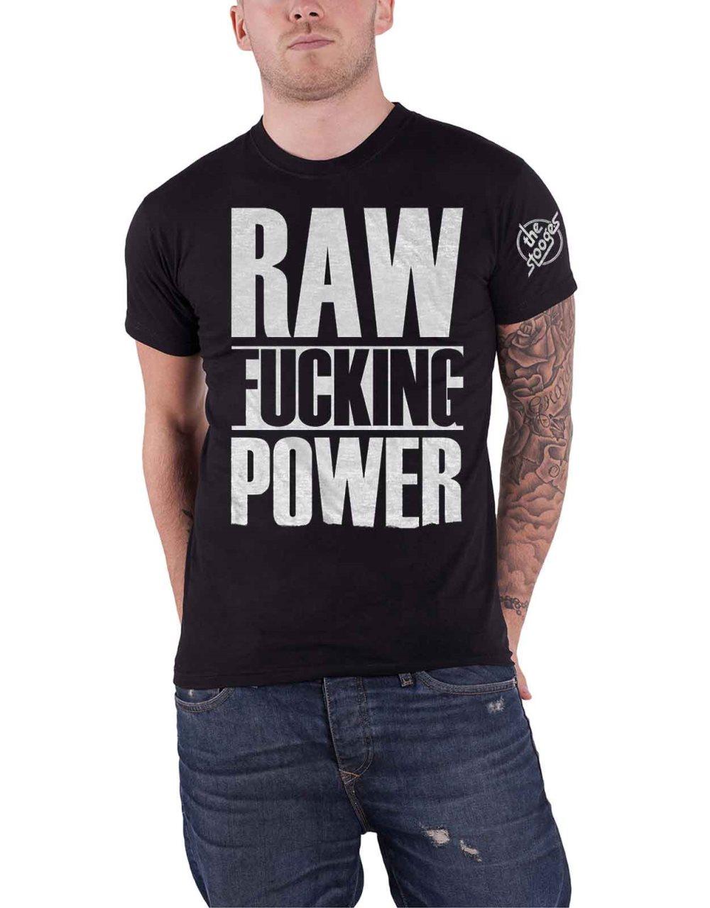 Iggy & The Stooges T Shirt Raw Power Band Logo Official Mens Black