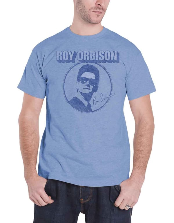 Roy Orbison T Shirt Photo Circle Logo Vintage retro Official Mens Blue Blue M