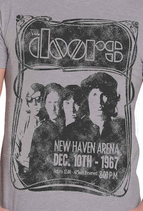 The Doors T Shirt Haven Arena 1967 Flyer band logo Official Mens Grey