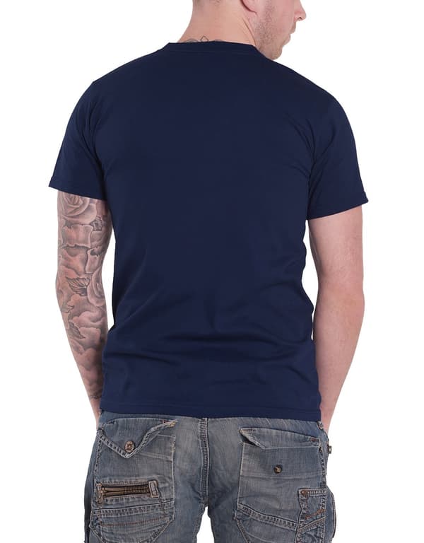 Queen T Shirt band Logo & Crest applique Official Mens Navy Blue