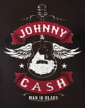 Miniatyrbild 3 av 4: Johnny Cash T Shirt Winged Guitar man in black logo Official Mens Black
