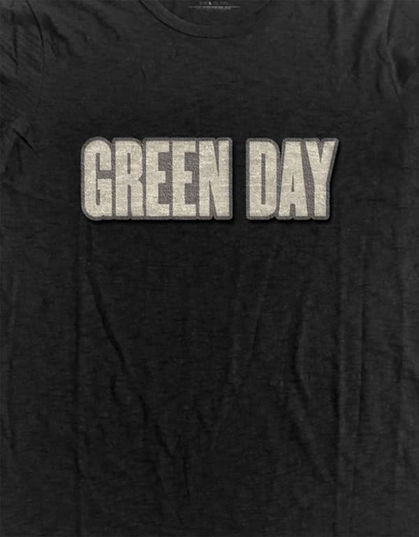 Green Day T Shirt band Logo & Grenade applique Official Mens Black