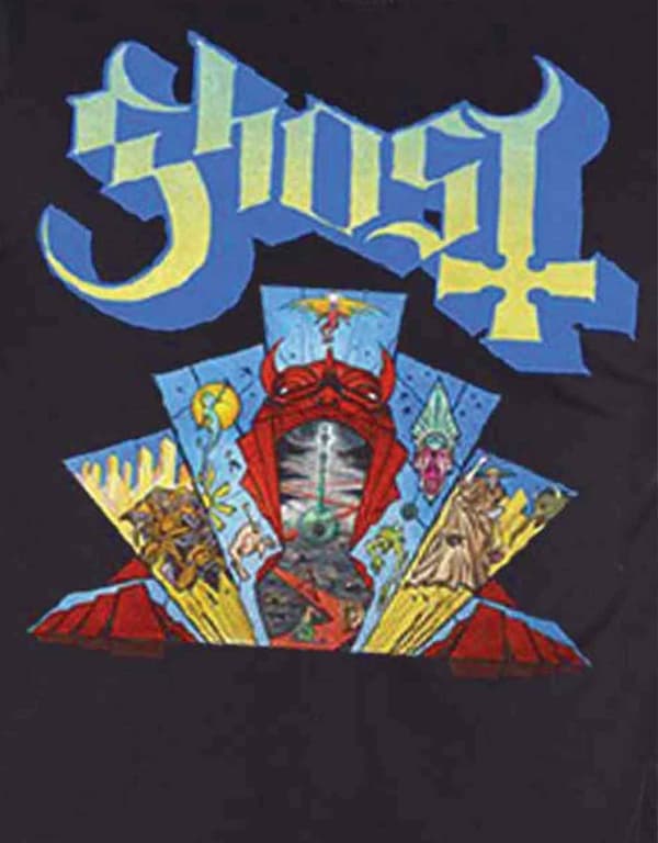 Ghost T Shirt Devil Stained Glass Window Band Logo Official Mens Black