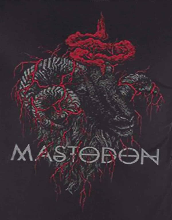 Mastodon T Shirt Rams Head Band Logo Colour Official Mens Black