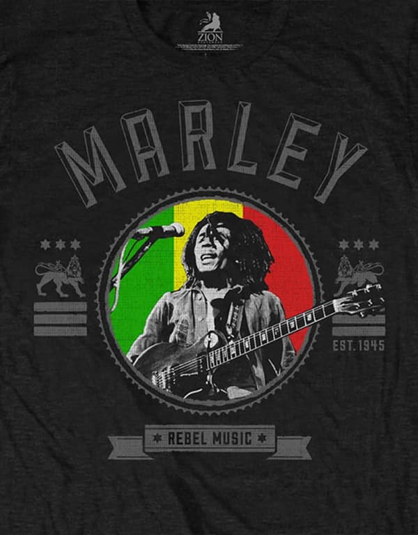 Bob Marley T Shirt Rebel Music Seal Distressed Logo Official Mens Black
