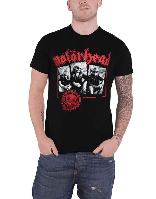 Motorhead T Shirt Stamped Warpig Seal Band Logo Official Mens Black