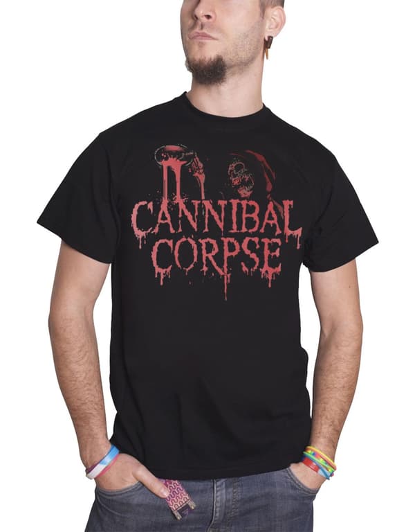Cannibal Corpse T Shirt Acid Blood Skeleton Band Logo Official Mens Black Black M