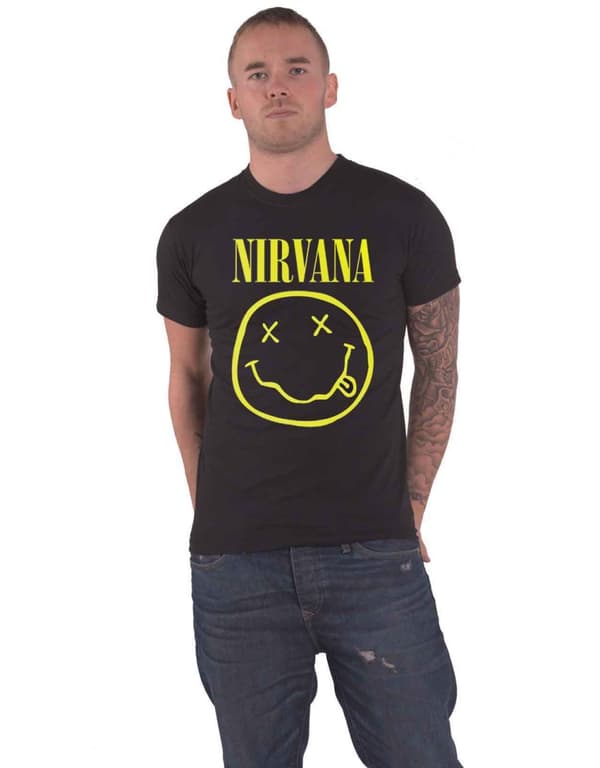 Nirvana T Shirt Classic Face Album Band Logo Official Mens Black
