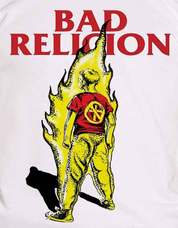 Bad Religion T Shirt Boy on Fire Suffer Band Logo Official Mens White