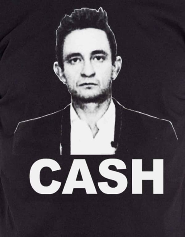 Johnny Cash T Shirt Straight Stare portrait logo  Official Mens Black