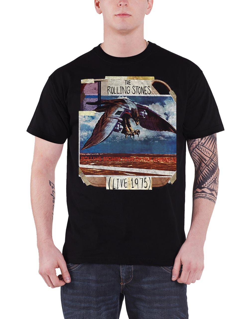 The Rolling Stones T Shirt LA Friday live 1975 Official Mens Black