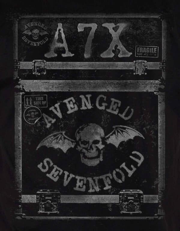 Avenged Sevenfold T Shirt Flightcase band logo Official Mens Black