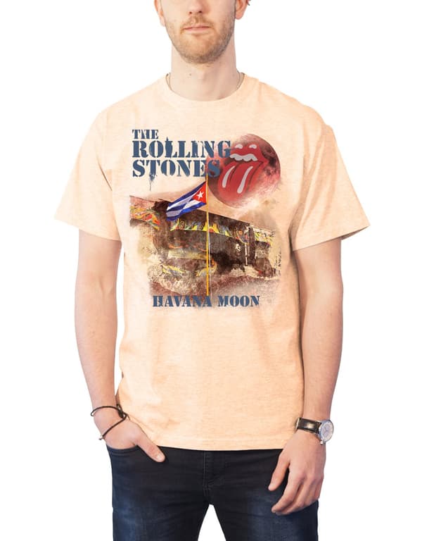 The Rolling Stones T Shirt Havana Moon band logo Official Mens Vegas Gold