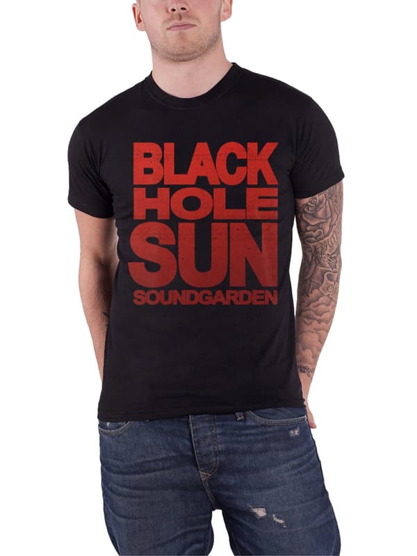 Soundgarden T Shirt Black Hole Sun Grunge Band Logo Official Mens Black
